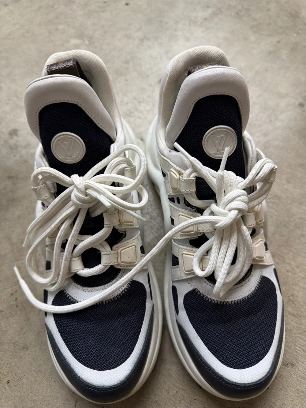 Louis Vuitton White and Black Runaway Sneakers